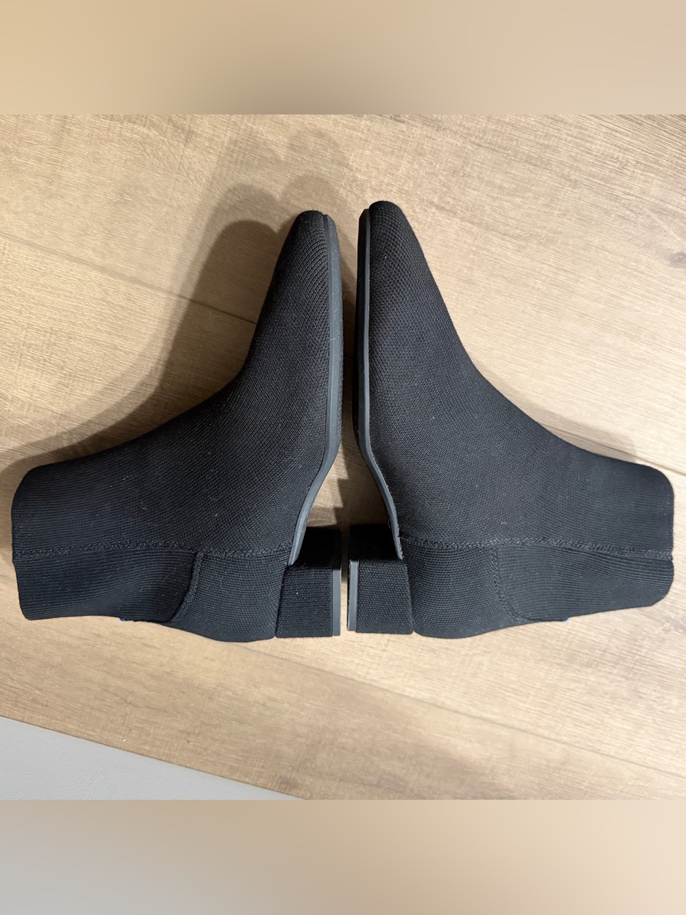 Rothys The Classic Boot Black Knit Ankle Booties Women Size 9 Low Block Heel - Picture 5 of 15